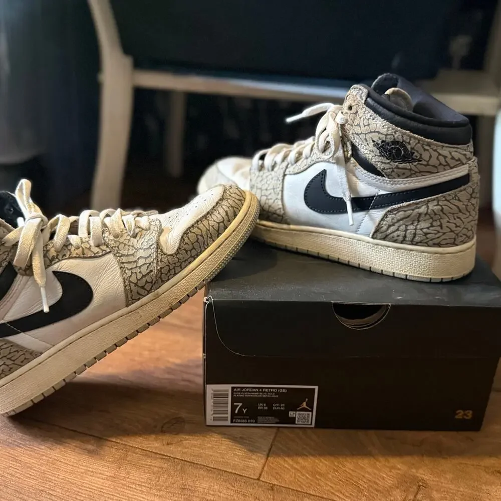 Nike Air Jordan 1 Retro High OG White Cement GS 7Y FD1437-052 w/ Box
